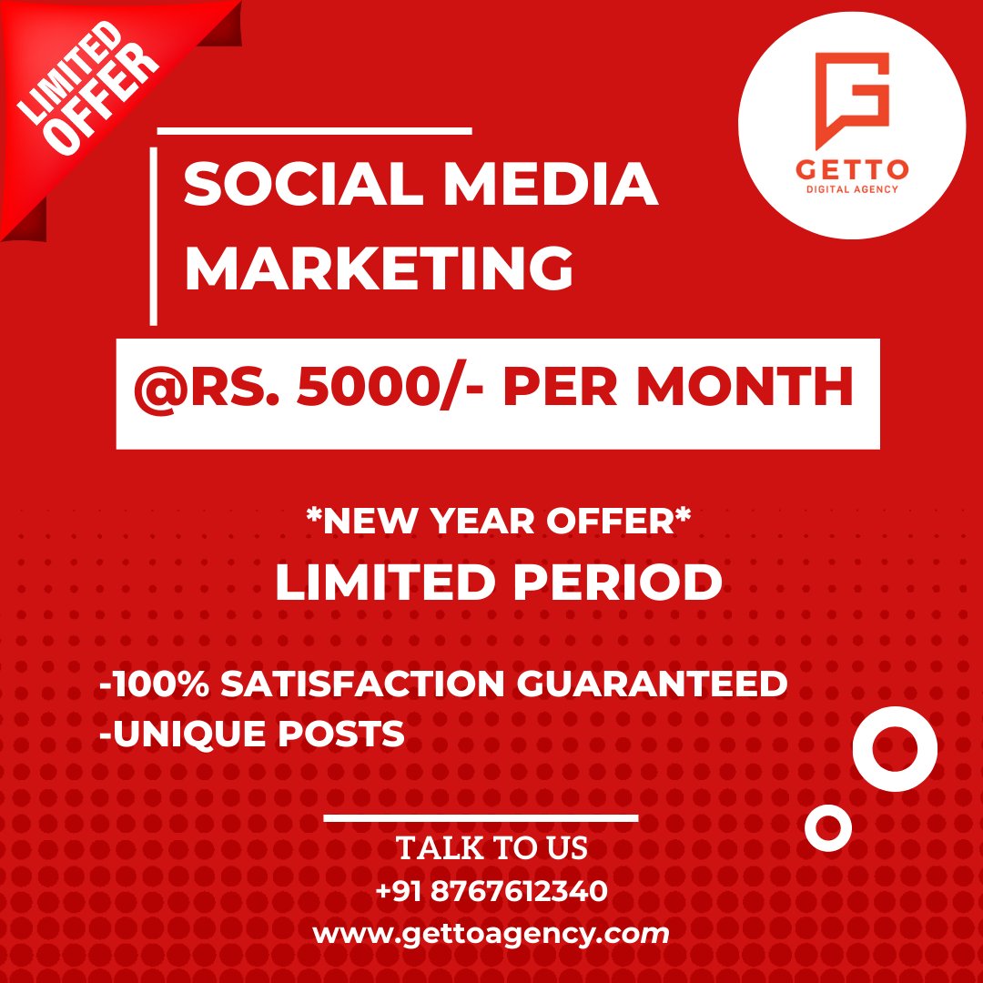 GetToAgency's tweet photo. Looking for Affordable Social Media Marketing? Here your wish comes true. Get Social Media Marketing services from Getto Agency for Rs.5000/- per month. Hurry up, it is a limited-time offer. Contact us for more details. 

https://t.co/sRVh2qeAYD

 #socialmediamarketing #smmagency https://t.co/atKFx4mxkK