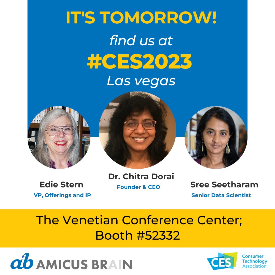 amicusbrain's tweet photo. It’s tomorrow! Let’s meet at #CES2023!

We are bringing our Digital Advisors to CES - Are you ready?   

We will be at booth # 52332 as part of the AgeTech Collaborative from AARP

#amicusbrain #CES #CES2023 #atcxces2023 #agetechcollaborative #aarp #innovation https://t.co/8cHZV5DRtq