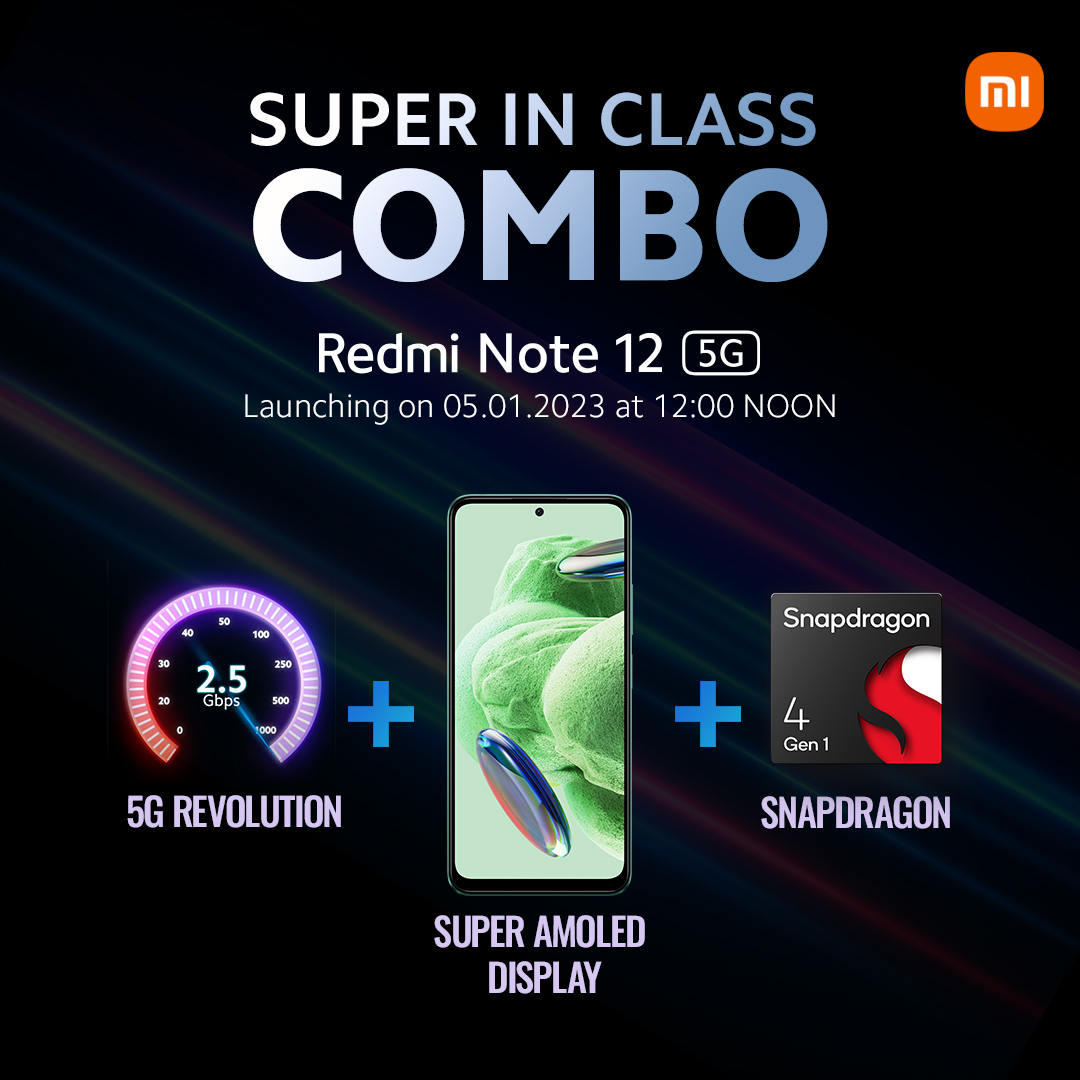 Dreamt of having SUPER powers? It's now a possibility with the #Supernote. 😍 Experience world-class features on the #RedmiNote12 5G. Now the real question is can YOU keep up with the 5G #SuperNote on 05.01.2023?! Get NOTEified: bit.ly/RedmiNote125GS…