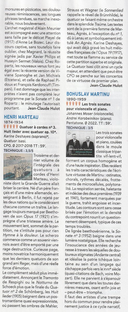 KarstenDobers's tweet photo. L'Année 2023 commence bien ... nous avons la joie de vous annoncer que notre dernier CD Henri Marteau avec le ISASI QUARTET et Karine Deshayes vient d'être récompensé 5 Diapasons !!!
5 Diapason, recension par Jean-Claude Hulot, Diapason janvier 2023 https://t.co/48A3tSxTqi