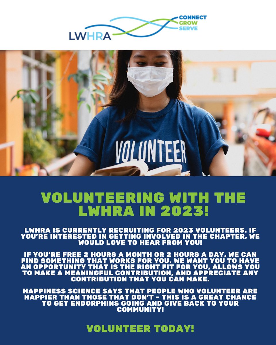 LWHRAOfficial's tweet photo. LWHRA is currently recruiting for 2023 volunteers! If you’re interested in getting involved in the chapter, we would love to hear from you! Happiness science says that people who volunteer are happier than those that don’t!

🔗 https://t.co/FwqCPgRfV5

#shrm #hr #lwhra #volunteer https://t.co/W9eVUfRpMX