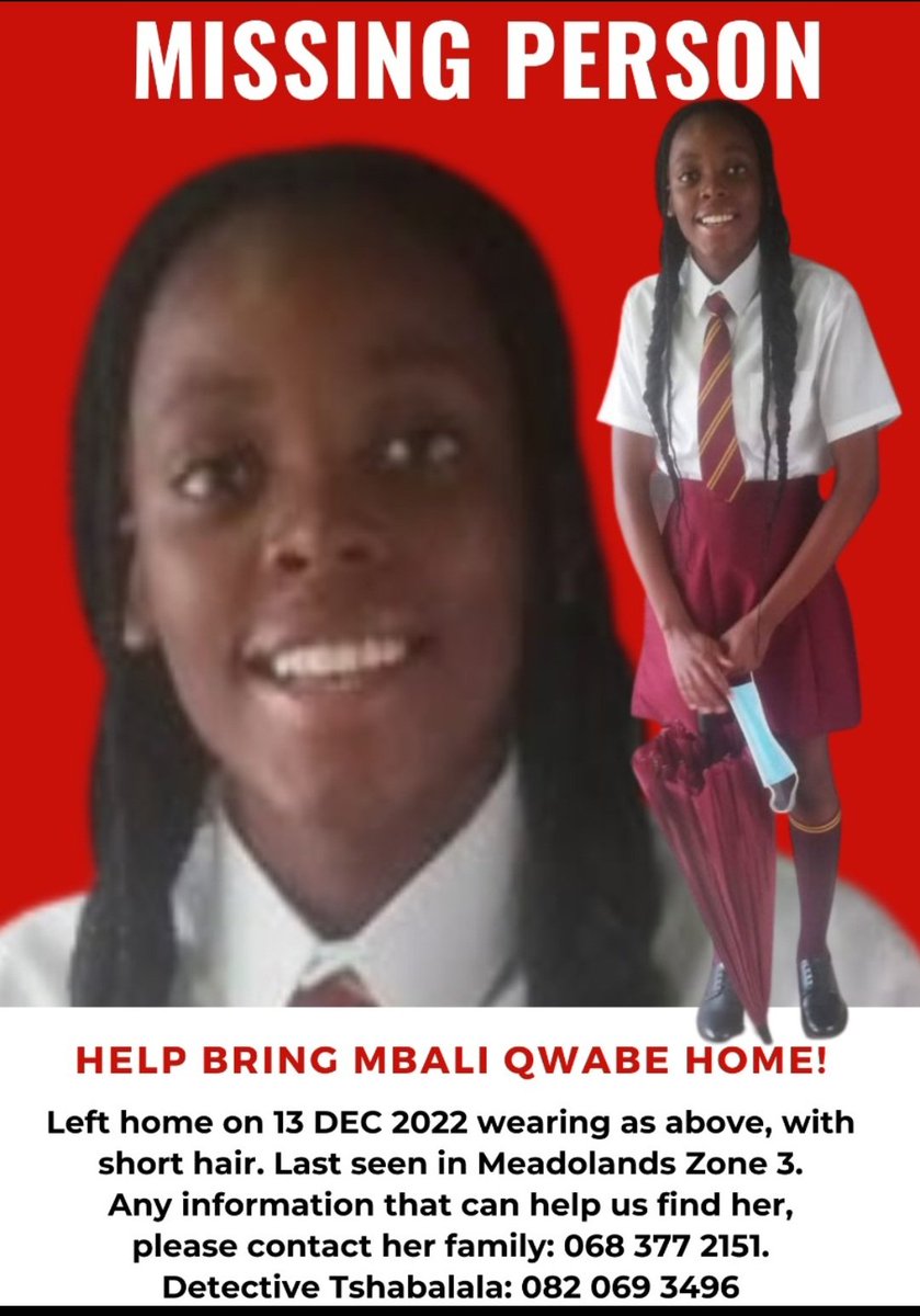 mlengane's tweet photo. Please help us find Mbali Qwabe!🙏🏾🙏🏾🙏🏾 https://t.co/fhgQ924vkh