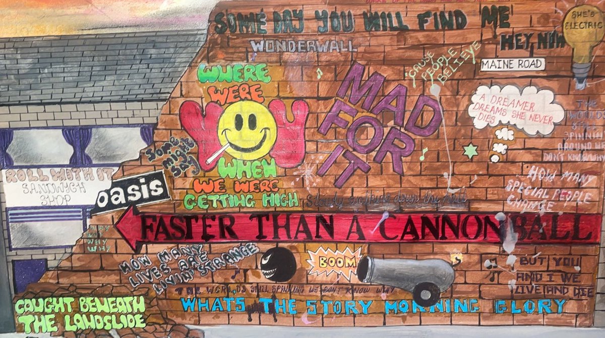 JanetHalmshaw's tweet photo. Close up of Champagne Supernova lyric print. #oasis #lyrics #art #painting #vinyl #streetart #graffiti #artwork #memorabillia #lg #liamgallagher #pasis #noelgallghe @oasis https://t.co/TN4DPVeW5i