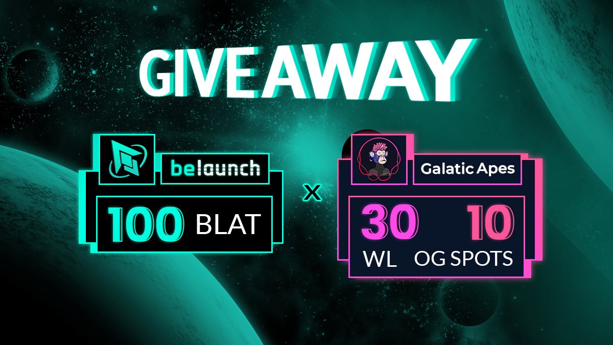 Announcing Partnership with <a href="/BeLaunch_/">BeLaunch</a>

🎁 100 BLAT from BeLaunch 
🎁 30 WL &amp; 10 OG from Sui Galactic Apes

1️⃣Follow <a href="/galactic_apes/">Galactic Apes SUI | BTC 🪐 🔔</a> &amp; <a href="/BeLaunch_/">BeLaunch</a> 
2️⃣Like, RT and Tag 2 Friends  
3️⃣Join Discord: 
#SuiGalacticApes: discord.com/invite/9fDJVJZ…
#BeLaunch: discord.gg/belaunch

⏰ 72h