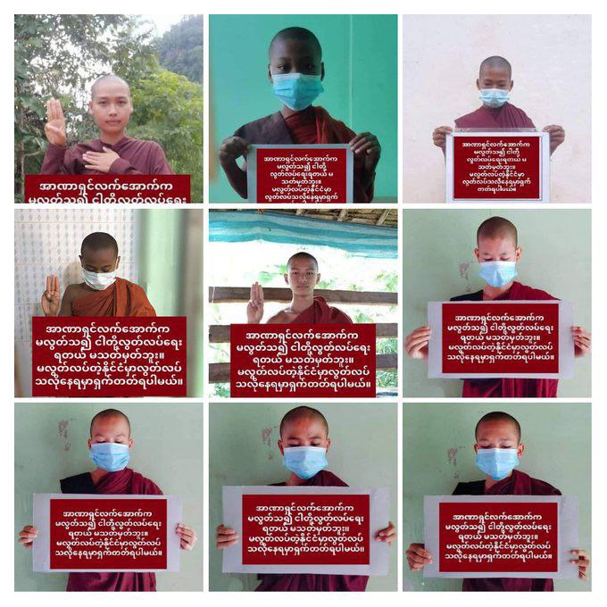 christdaehyun's tweet photo. Buddhist Monks in Myanmar sent prayers for immediate restoration of democracy and for the fallen heroes of Spring Revolution today.  #MyanmarIndependenceDay #2023Jan4Coup #WhatsHappeningInMyanmar https://t.co/hsyXUgqSUf