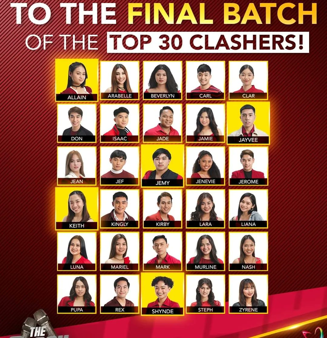 markavila55's tweet photo. Top 30 Clashers this 2023! Let the Clash begin! 💯 

#ISALABANSALAHAT 
#TheClash2023Top30 https://t.co/FdAImiwjMr