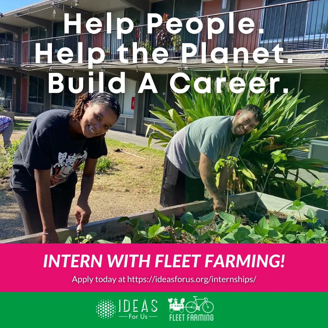 Apply to intern with Fleet Farming, the #urbanagriculture program of the U.N.-accredited #environmental #nonprofit, IDEAS For Us, &amp;:

✓ Help People 
✓ Help the Planet
✓ Build Your Career
✓ Gain College Credit 

Check out your options and apply today! buff.ly/355rrkL