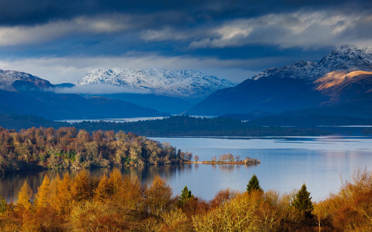 tcrtryon's tweet photo. The afternoon light providing some colour for one of the islands on Loch Lomond. @VisitScotland https://t.co/QUiJZopVkn