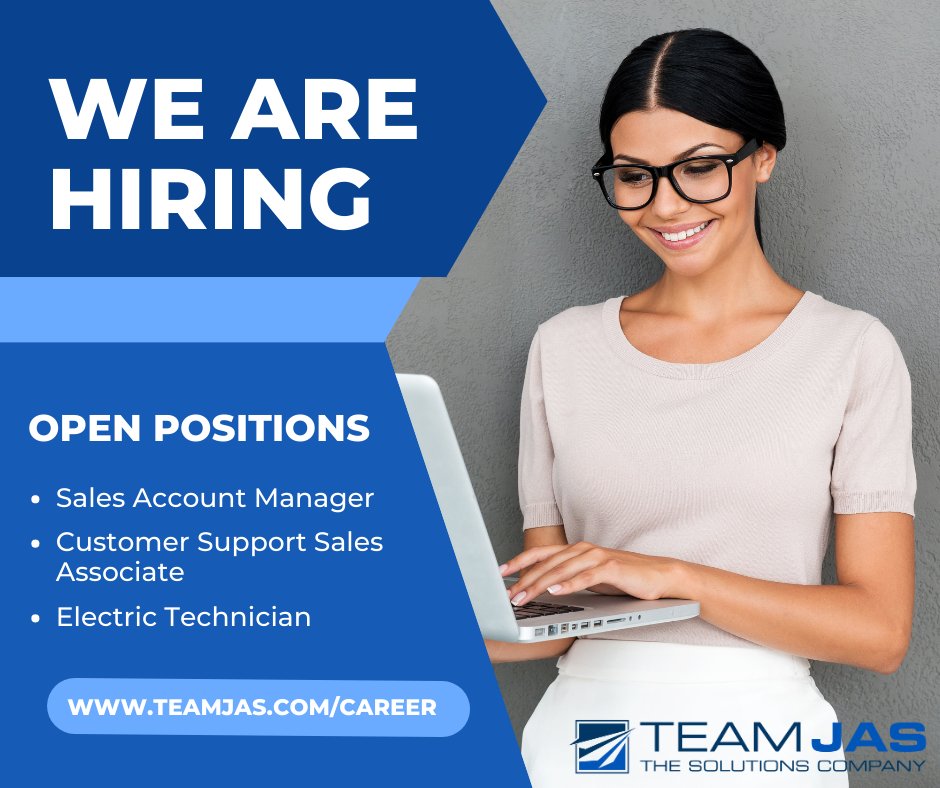 Team_JAS's tweet photo. We are HIRING! Send your resume to HR@teamJAS.com or visit https://t.co/kIbkwCTCuv to apply today! https://t.co/UoCH8AI0Bx