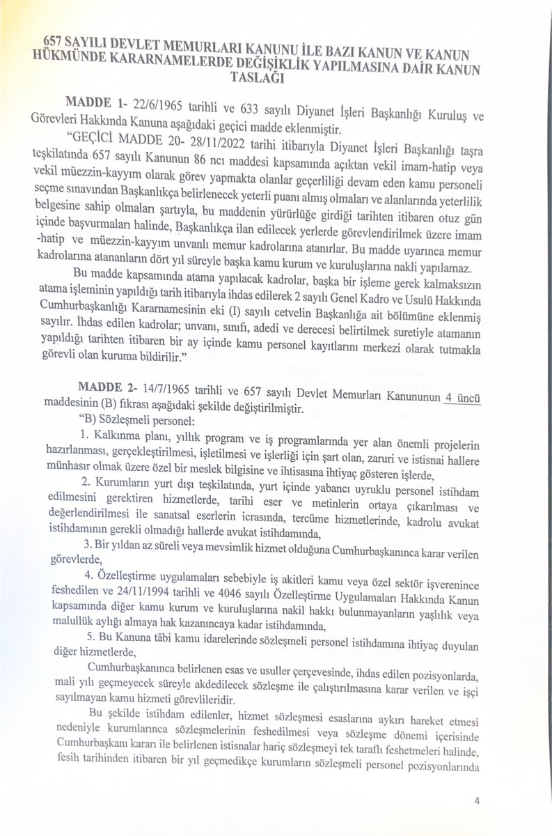 ayhancivi's tweet photo. Sözleşmeli personelin kadroya geçirilmesine ilişkin Kanun Taslağının tam metni https://t.co/If3qRf7zKq