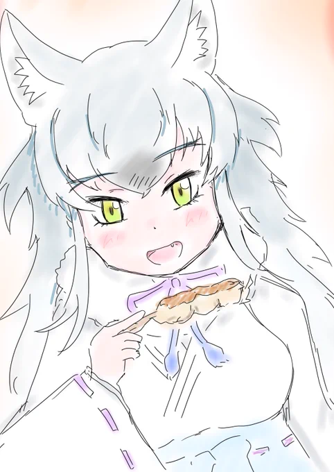 髪をおろして少し伸ばすと他のオオカミフレンズと同じような髪型になるマカミ様という概念を教えてもらったので…みそポテト美味しいよね 