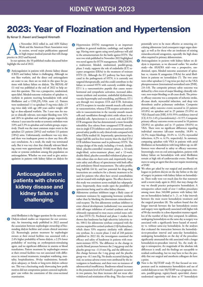edgarvlermamd's tweet photo. Check out 👉 Top Nephrology Studies as we enter 2023 by @hswapnil and @kdjhaveri ‼️ 
⚡️Kidney Watch #Nephpearls 

📌 Published in the January 2023 issue of @KidneyNews
 
👉🏼 https://t.co/ToWfF3rkd9 https://t.co/bSRbLhEMZL