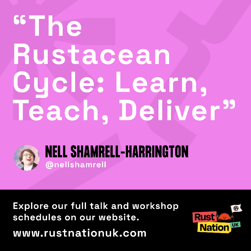 RustNationUK's tweet photo. Rust Nation is the UK’s first conference dedicated to the Rust Language. We are proud and excited to host talks, tutorials and workshops from prominent members of the community.