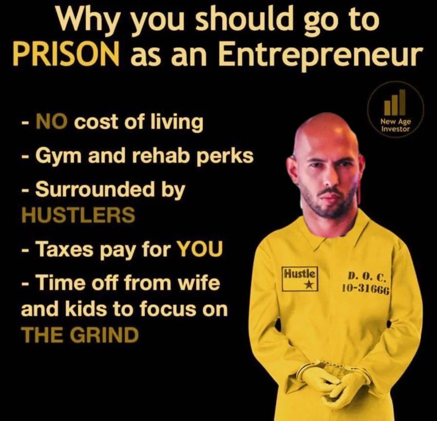 RightWingCope's tweet photo. Andrew “Bottom G” Tate has a next-level grindset https://t.co/XVvjyUPmva