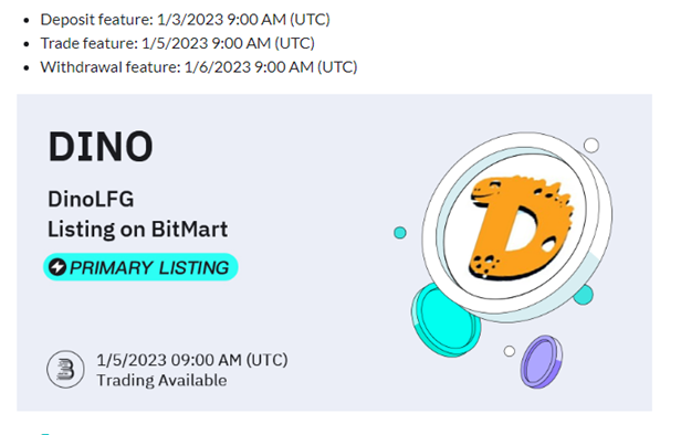 KapeTrdr's tweet photo. @AltcoinDailyio Try to interview Dinoshi/@ReptarDINOLFG  about $DINO!
You might be surprised what you've been missing!
Geared towards becoming the best utility token, $DINO has been listed in BITMART!
💎VoltInu Partnership
💎Nowpayment
💎Marketing campaigns w/ TOP5 CEX in Jan!
@dinolfg #dinolfg https://t.co/nvQyeMiz7W
