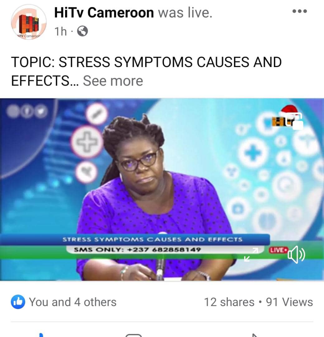 reachoutdev1's tweet photo. #MentalWellness
Our responsibility to promote mental wellness is primordial. Today, our psychologist was on Hi Television show to educate the public about stress symptoms, causes , effects and management. @GAC_Corporate @FRauCameroun @wphfund @whatthewomensay @GermanyinCMR https://t.co/fzPz0ZDunb