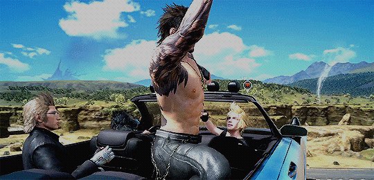 Vroom vroom! He loves when Noct drives. Iggy is too goody-goody—-following the speed limit and all that
