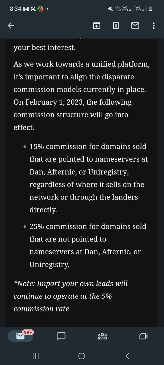 Dn_Folk's tweet photo. Bad news. Although was expecting increase in https://t.co/omKHnsTrqH commission after their acquisition by @GoDaddy but 25% commission at @afternic without NS is terrible change. 25% is too much. https://t.co/TRHw1LztSG