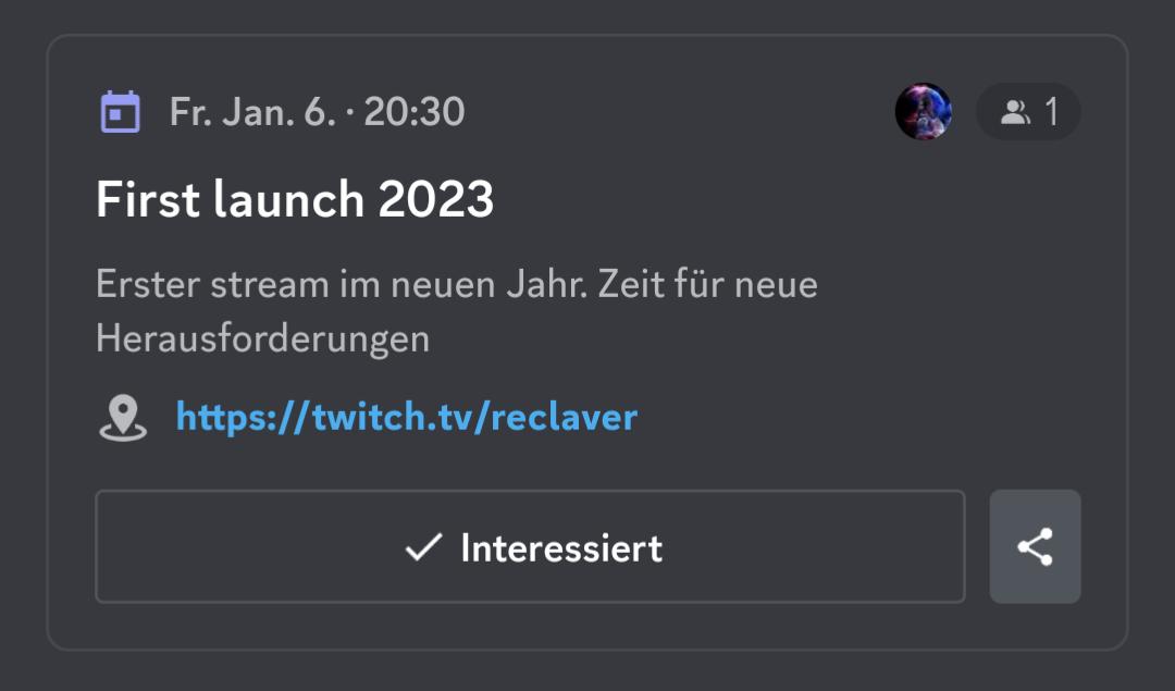 Erster Stream im neuen Jahr.
twitch.tv/reclaver