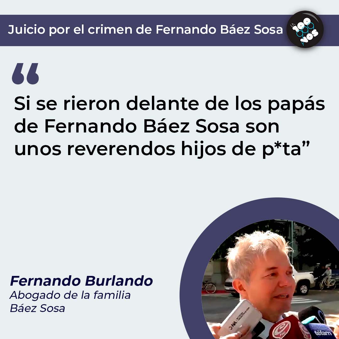 la100fm's tweet photo. 🎙️ Fernando Burlando, abogado de la familia de Fernando Báez Sosa, salió al cruce contra los rugbiers tras conocerse que se burlaron de Pablo Ventura en el juicio: “Si se rieron delante de los papás de Fernando Báez Sosa son unos reverendos hijos de p*ta”. https://t.co/4ZUpTkgaHf