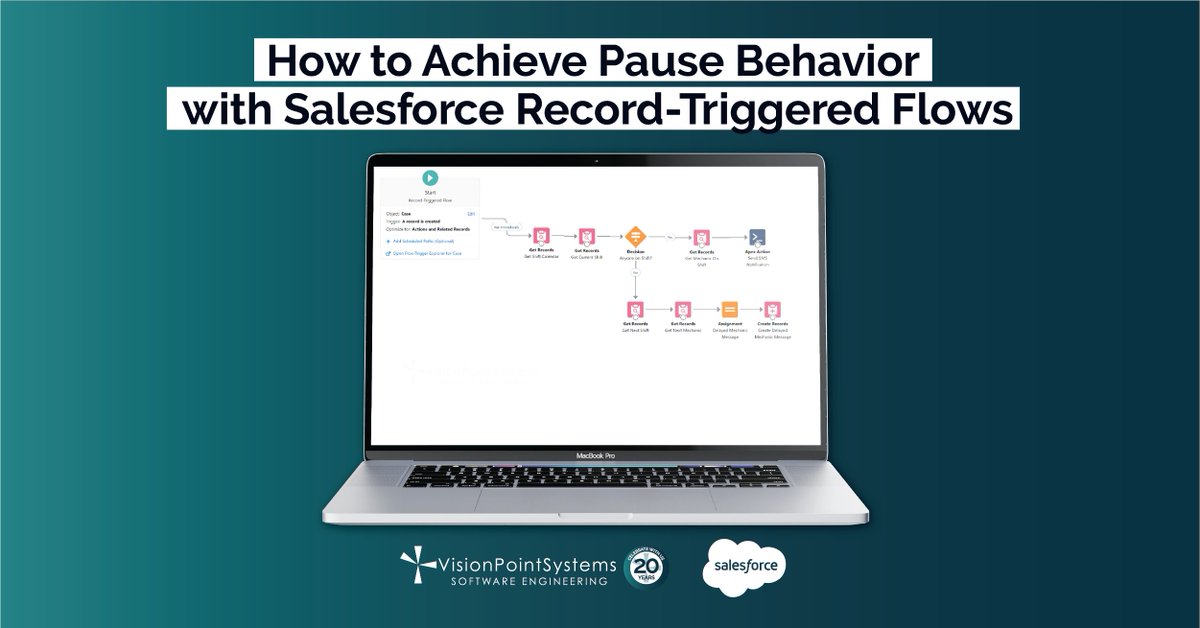 VisionPointSys's tweet image. Have you ever wanted to pause a record-triggered @Salesforce Flow but been frustrated because that's a restricted feature? Read our article which provides a solution for achieving the same result by smartly using scheduled paths → bit.ly/3vDcQcF #Salesforce #Lowcodetool