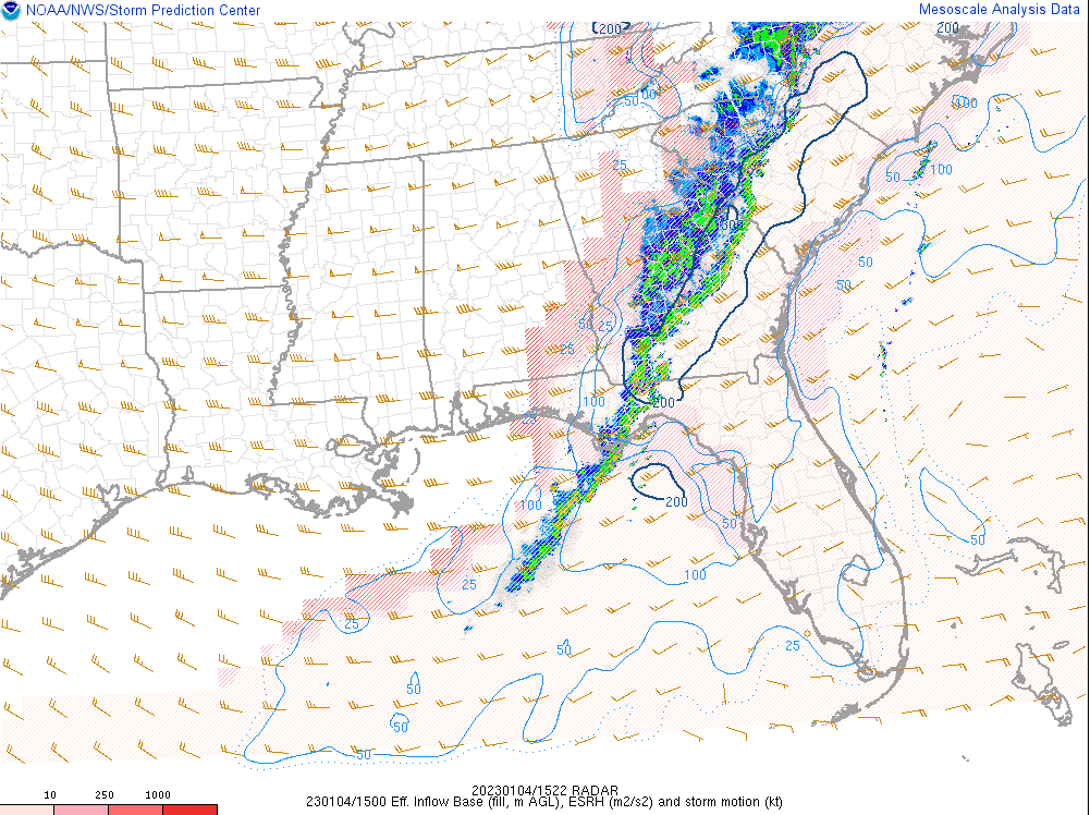 Sausius_wx's tweet photo. Storms in the southeastern US are now within the area of the greatest effective SRH but especially SBCAPE remains at a premium. It's supposed to build over the next several hours, at the same time, storms might lose some upper level support, tho, so we'll see... #FLwc #GAwx #SCwx https://t.co/O59f8l5Sm0
