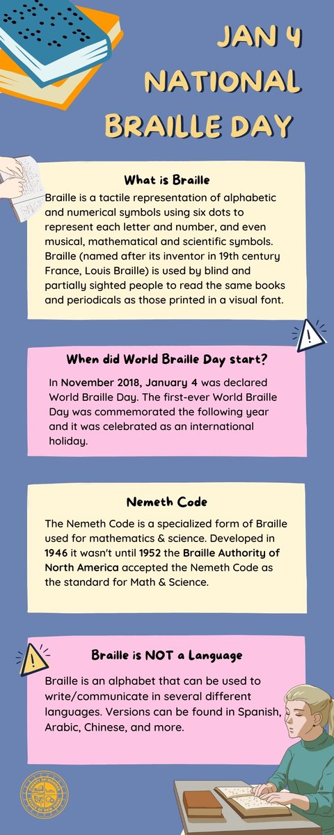DDEIMonroe's tweet image. Did you know today is World Braille Day? Let us bring some awareness with some random facts about Braille.

#worldbrailleday #diversityequityandinclusion #monroecounty