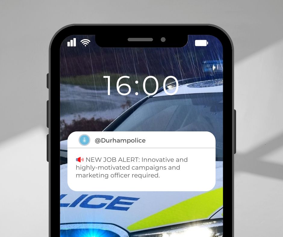 DurhamPolice's tweet photo. 📢 We're looking for an innovative and highly-motivated 𝙘𝙖𝙢𝙥𝙖𝙞𝙜𝙣𝙨 𝙖𝙣𝙙 𝙢𝙖𝙧𝙠𝙚𝙩𝙞𝙣𝙜 𝙤𝙛𝙛𝙞𝙘𝙚𝙧.

Join our small, award-winning team and develop campaigns which will make a genuine difference to people across #Durham &amp; #Darlington.

🖱️👉https://t.co/f0mL56pB08 https://t.co/pJaoHBM96W