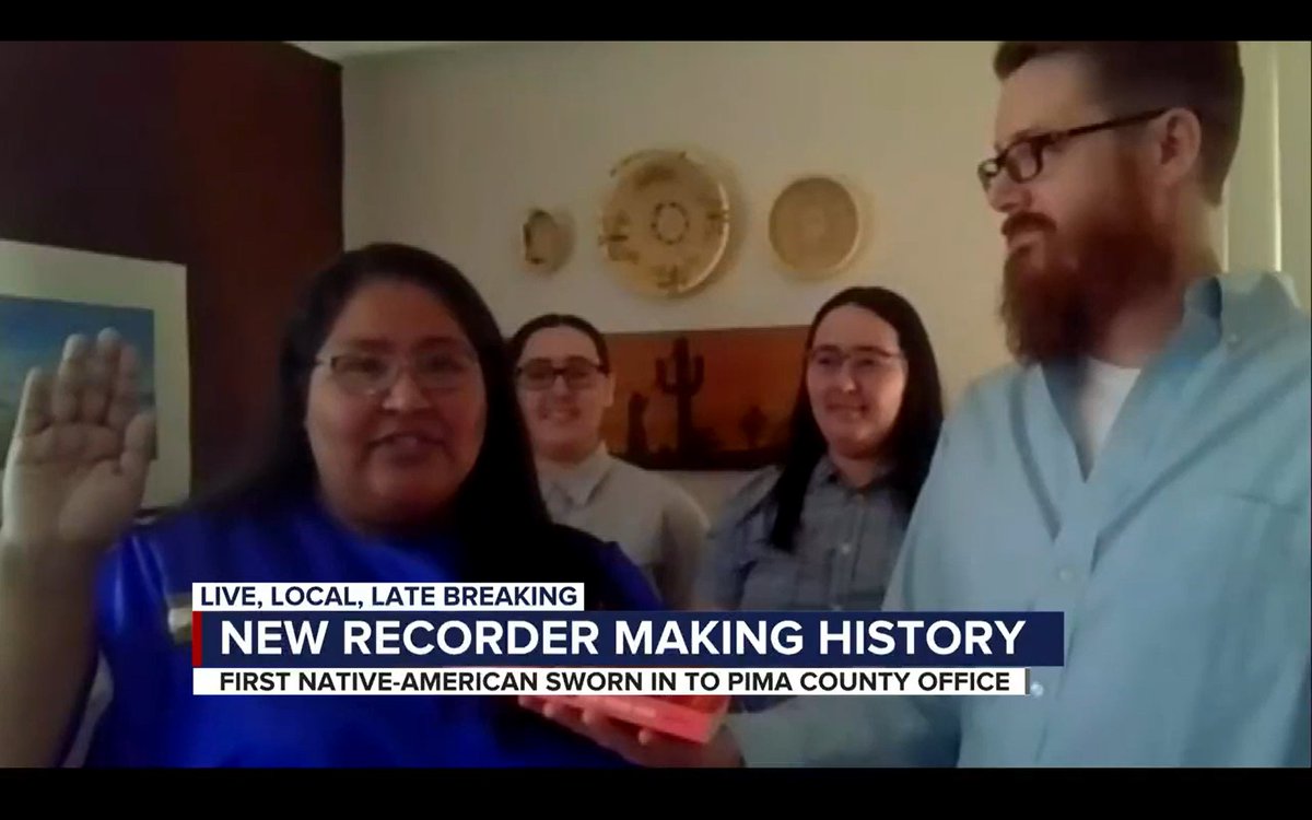 Gabriella Cázares-Kelly is sworn in on Dec. 30, 2021, surrounded by her family. The ceremony was performed virtually.
