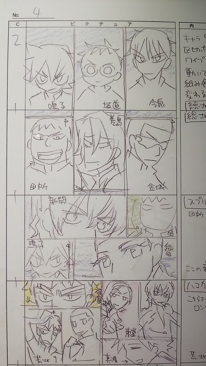 今回のオープニングの絵コンテ 