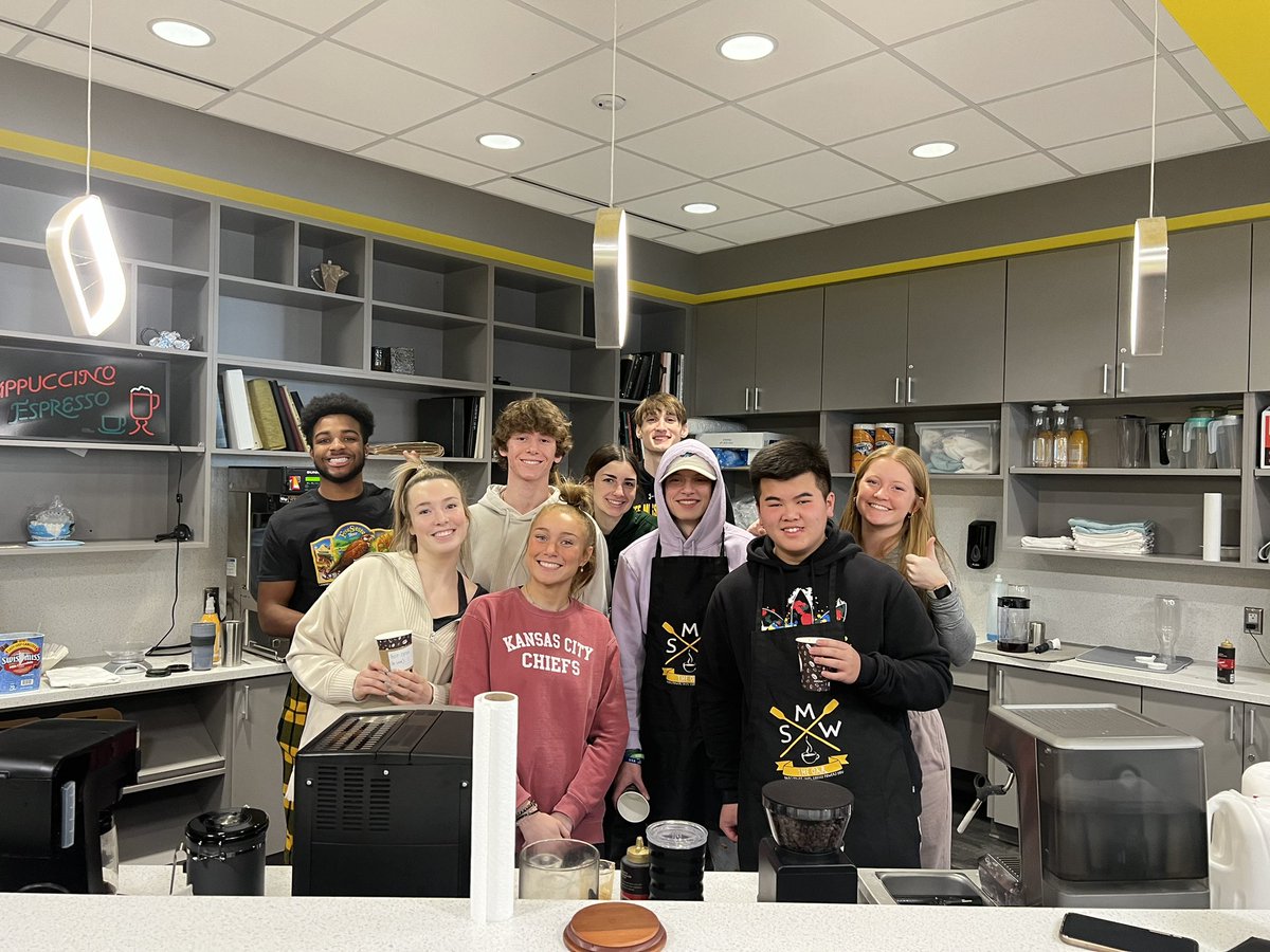 KelleyRCapper's tweet photo. Our @smwestdeca students are hard at work selling coffee at the #iFair2023! #theWestWay #OneShawneeMission #WeareOne @theSMSD @Mrs_Collier_6 @BrittanyGonser https://t.co/jpt9INF8Nj