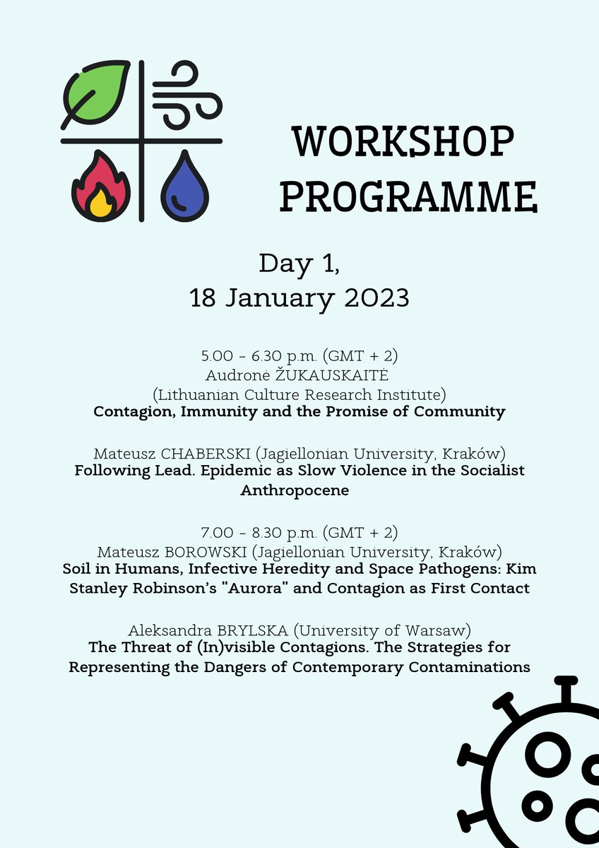PerfoUJ's tweet photo. Coming Up! Three-Day Online Workshop "Elements of Contagion", 18-20 Jan, Keynotes: @StephenJPyne and Caterina Albano #contagion #epidemic #covid19 #newmaterialism #pandemic Want to join us on ZOOM? dm or email us epidemicsandcommunities@gmail.com https://t.co/oCbpqZvo8o