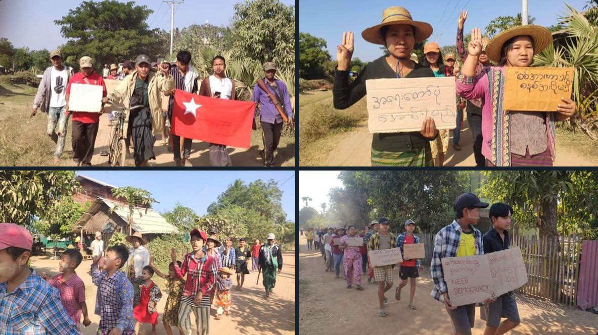christdaehyun's tweet photo. Pro-democracy people from Khin U Township rallied and took a stride with their great momentum to voice out their strong opposition towards military dictatorship.   #MyanmarIndependenceDay #2023Jan4Coup #WhatsHappeningInMyanmar https://t.co/zBVVSKRKnx