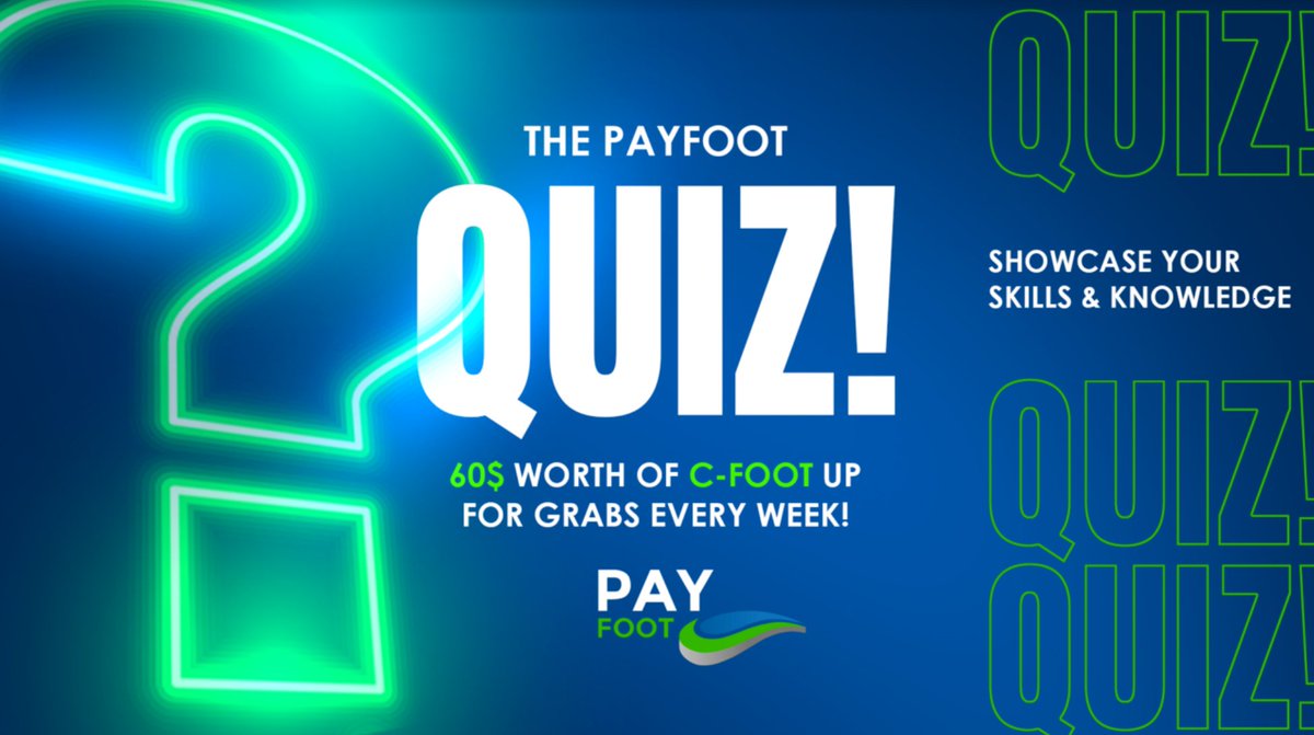 Payfoot_'s tweet photo. Hey, #Payfoot Fans! The #Quiz is Tomorrow! 🙌

The TOP 3  will receive exciting rewards,

🥇 30 USDT in $CFOOT
🥈 20 USDT in $CFOOT
🥉 10 USDT in $CFOOT

See you there!

Time: 1 PM UTC
Date: Thursday, 5th Jan
Place : https://t.co/GnssuDMt01 

#Giveaway #Trivia #Crypto https://t.co/bBWEY8zTqY