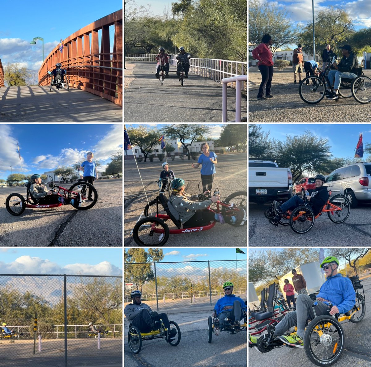 SaasTucson's tweet photo. Happy New Year! We are resuming our Tuesday sunset #AdaptiveBiking rides with the #VeloVets at #SamLenaPark.
Join us every Tuesday at 3:45-5pm to do few loops around the park! https://t.co/8OKqUcGF9a