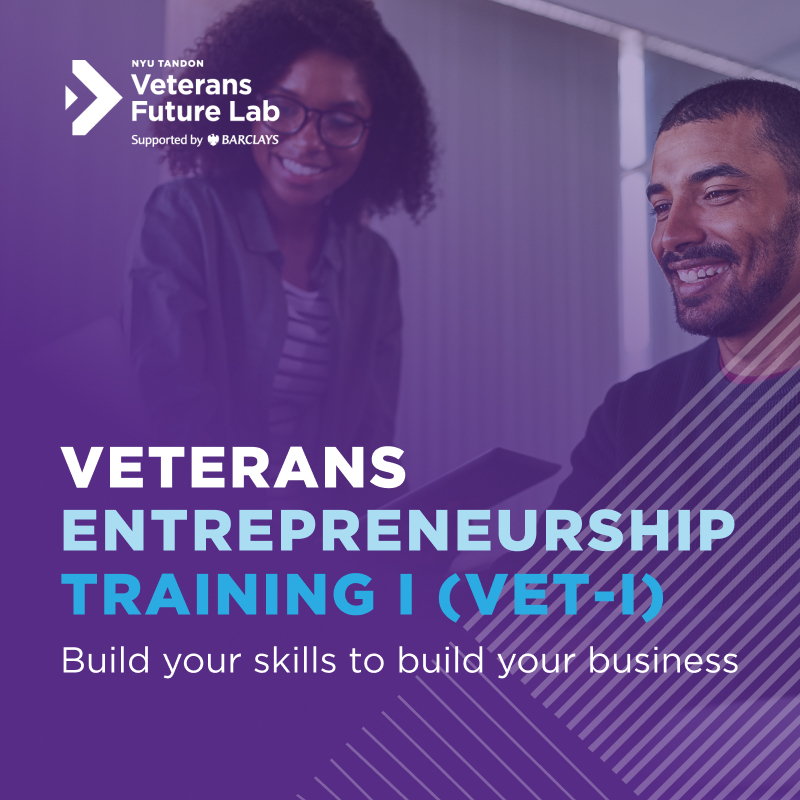 New year, new venture! If you're building an early-stage business or looking to transition into entrepreneurship, apply NOW to our no-cost Veterans Entrepreneurship Training I (VET-I)! Deadline: Jan 11. Do not miss this opportunity.  bit.ly/VETapply

#NYUTandonMade