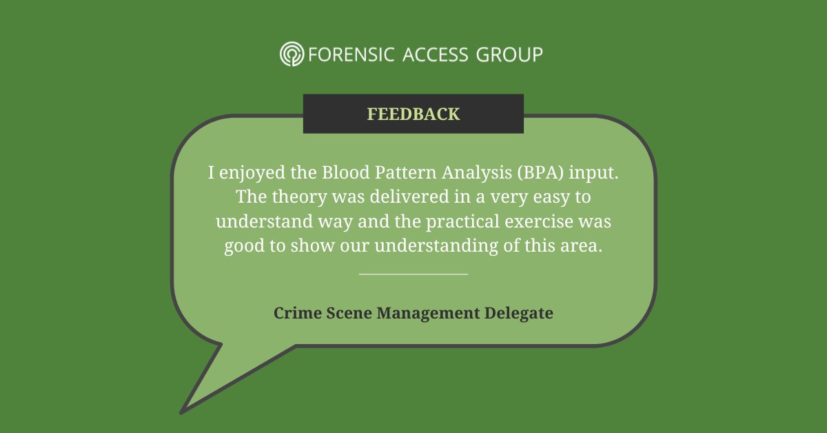 FAGroupTraining's tweet image. We asked delegates about the inputs they enjoyed most on the #crimescenemanagement course. These inputs include expertise from #bloodpattern analysis to major #crimeinvestigations. 

#crimescene #forensictraining #forensicscience #forensicevidence #bpa #training