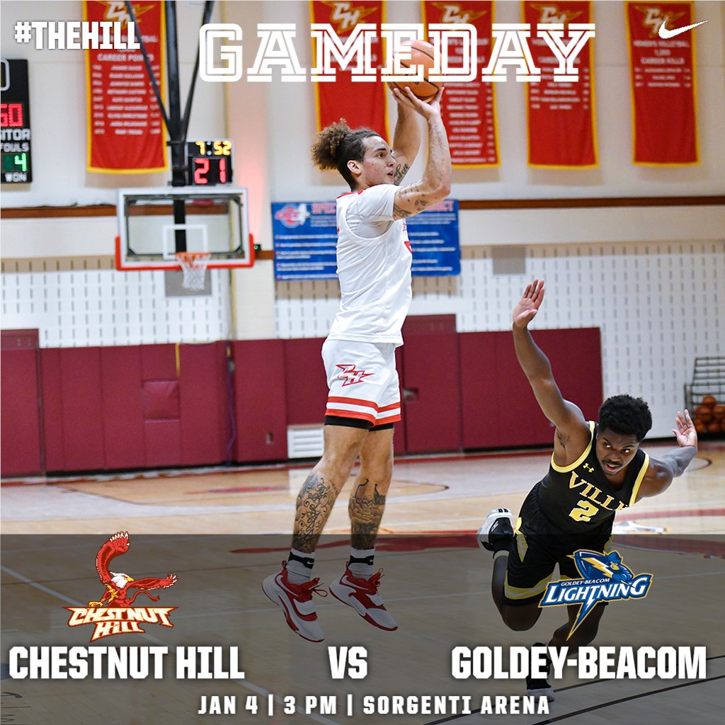 Our  <a href="/chestnuthill/">Chestnut Hill College</a> Men's Basketball team is back in action for their first game of 2023!   We host  Goldey-Beacom College today in Sorgenti Arena at 3 p.m.

livestats etc.:  griffinathletics.com/coverage

#GriffinNation  #GriffinPride
#ScarletandGold  

<a href="/thehillMBB/">Chestnut Hill MBB</a>