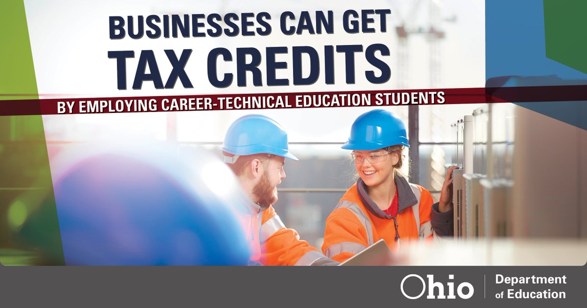 OHEducation's tweet photo. Help spread the word! Businesses can earn tax credit while providing career and technical education students with valuable work experience.

Learn more: https://t.co/j9kNKqJfs3 #CareerTechOhio https://t.co/IZvALYpFT7
