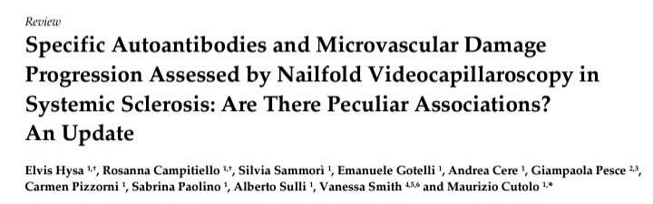 ElvisHysa's tweet photo. Specific #autoantibodies and abnormal #capillaroscopy are predictors for developing #systemicsclerosis in patients with #Raynaud's phenomenon but the relationship between these factors is complex.
We explored this in our review😁
https://t.co/BNZ4xf7pnr
#rheumtwitter https://t.co/kiuNuT1plt