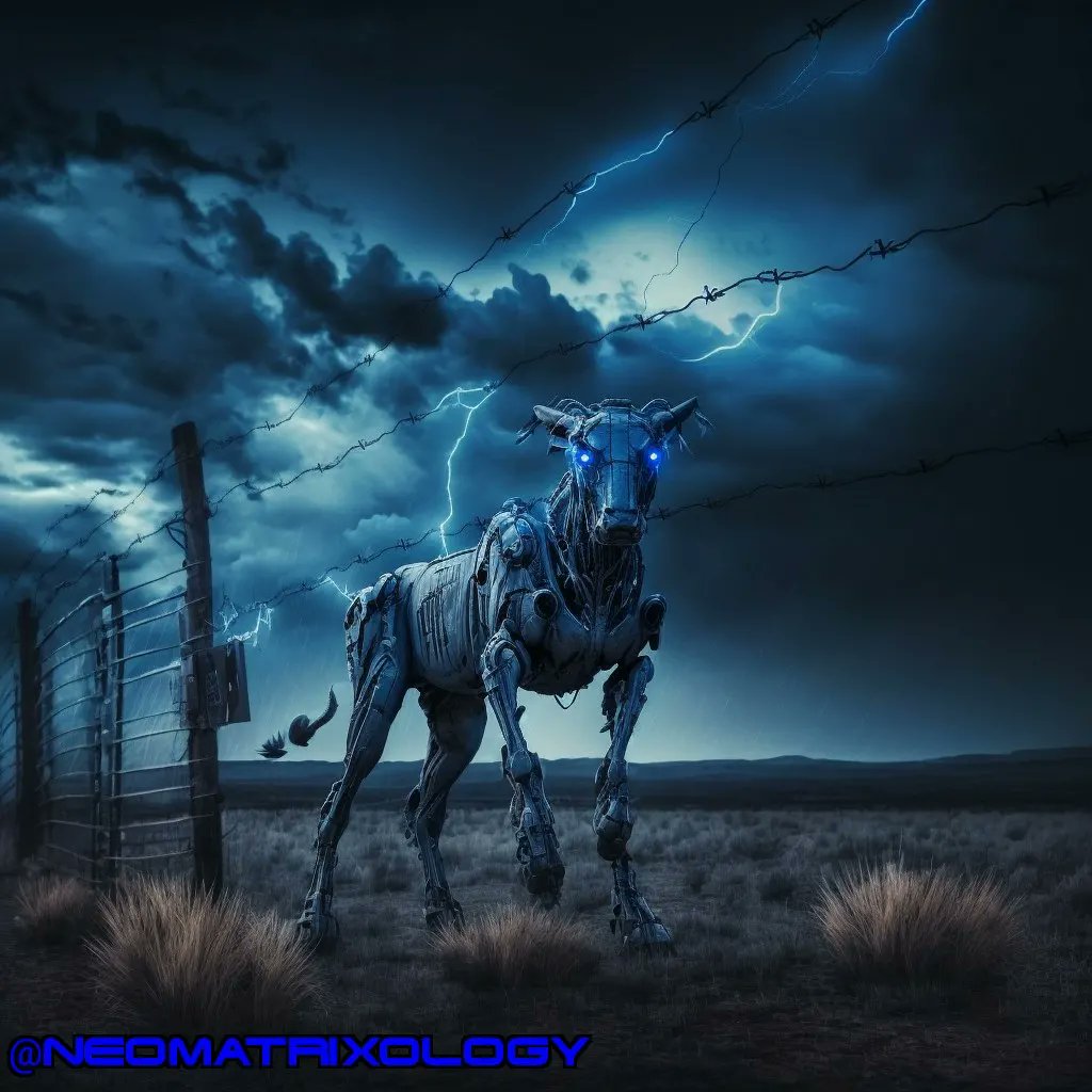 NeoMatrixology's tweet photo. Noticed a break in the perimeter fence of the NoFlyZone. Strange thing is it wasn't there when I left. Proceeding with caution 🚧🚘⚠️
#Matrix #SearchForTheOracle  #MidJourney #MatrixUniverse #AIArt #TheMatrix #Mxo #NoFlyZone #Terminatrix #CyberDyne #Delorean  #EMPFence #RoboDog https://t.co/8m3Jq0bFIb