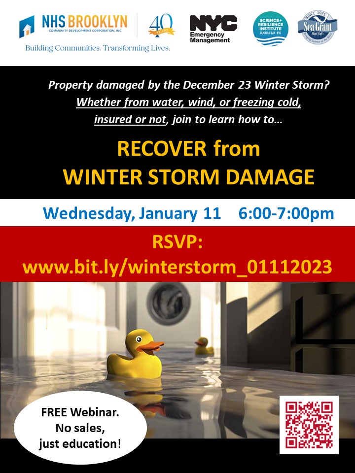 NHSBrooklyn's tweet photo. Homeowners, learn about how to recover from winter damage, and how to prevent it.  Hosted by @NHSBrooklyn To RSVP: https://t.co/RBF3FqIsnx  @SenatorPersaud @RitaJosephNYC @SenatorMyrie @CMMercedesCD46 @SenatorParker @CMbarron2 @Bklyn_CB9 @InnaVernikov @CMFarahLouis  @AriKagan47 https://t.co/bLzQkqEtFF
