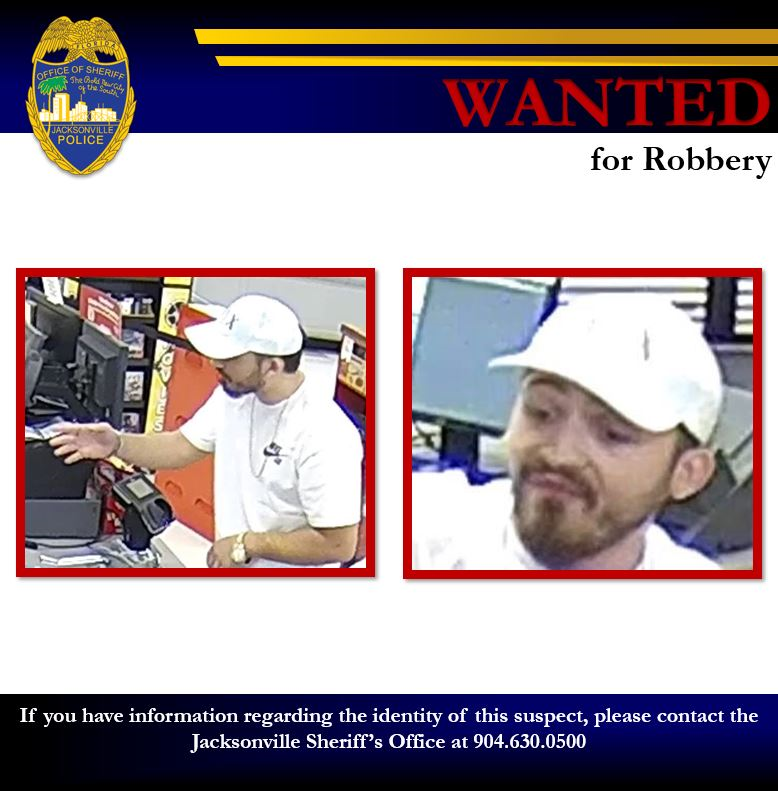 JSOPIO's tweet photo. #JSO is trying to identify the pictured suspect who is wanted for #robbery.  If you know who he is or where he might be, call 630-0500 or email JSOCrimeTips@jaxsheriff.org.  You can call Crime Stoppers at 1-866-845-TIPS to remain anonymous. 
#jaxsheriff #BOLO #wanted #turnhimin https://t.co/7zwweGB3qM