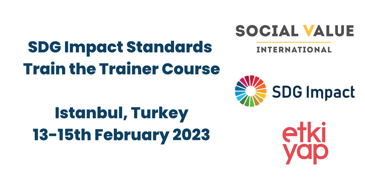 📣Calling all skilled trainers & experienced IMM pros: Apply to become an Accredited Trainer for the #SDGImpactStandards! 
Next training course will be in #Istanbul held by us, @SocialValueInt & @etkiyap
Learn more: bit.ly/3Z9yIKp
Apply by 15 Jan: bit.ly/3VSUrUc