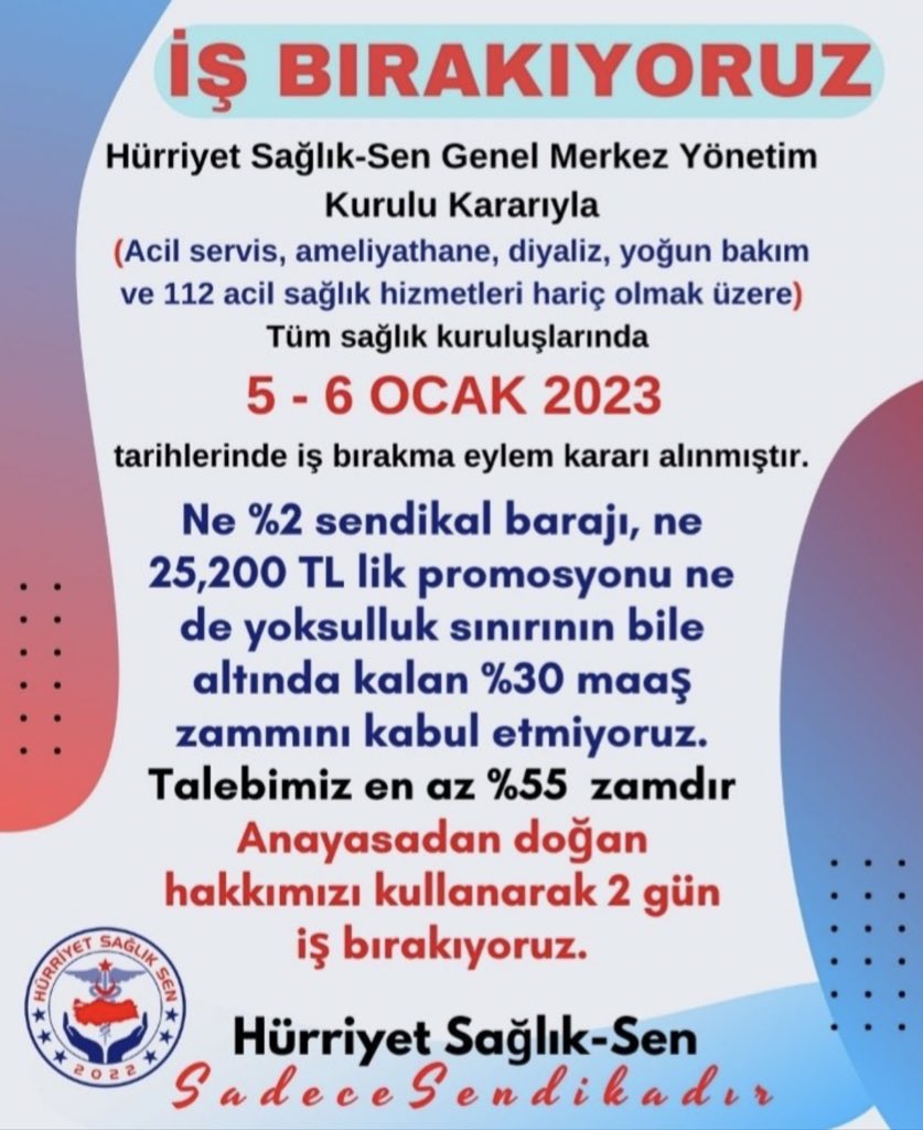 Hürriyet sağlık seni tebrik ediyoruz . Sendikalar asli göreviniz ve gerçek sendikacılık bu ,
twet atarak sendikacılık yapmayı bir kenara bırakın hepimiz yarın iş bırakma kararı alın <a href="/hursagliksen/">Hürriyet Sağlık-Sen</a> #30YetmezYuzde100Zam