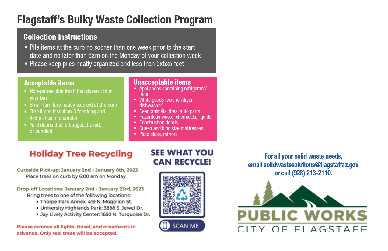 City of Flagstaff on Twitter "The updated Bulk Trash Pickup Schedule