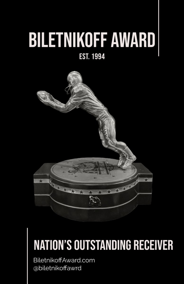 biletnikoffawrd's tweet image. Unanimous All-America receiver @jalinhyatt will be presented the beautiful Biletnikoff Award trophy by TQCF Chairman Mark Ryan &amp;amp; banquet keynote speaker, pro football hall of famer Drew Pearson, at the black-tie Biletnikoff Award Banquet in Tallahassee on 3/11/2023. @Vol_Football