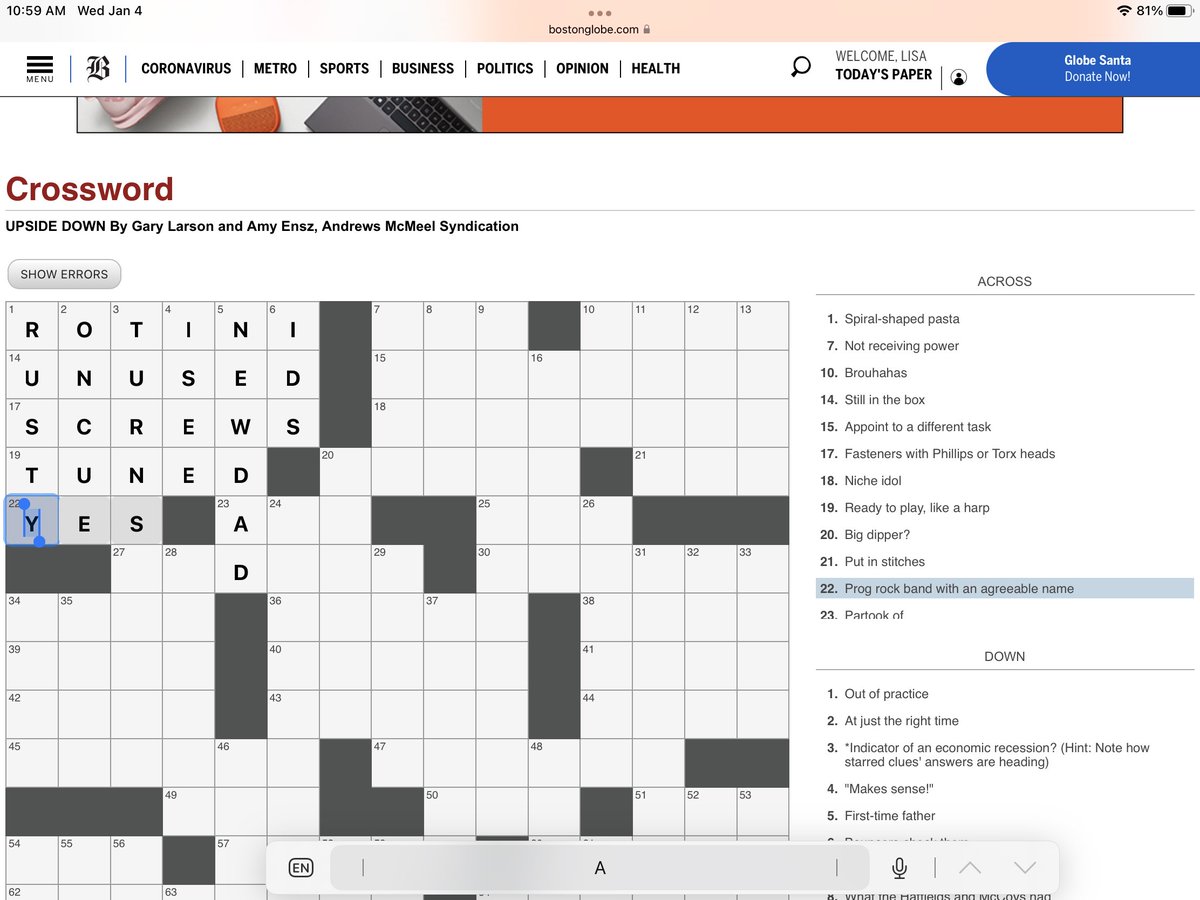 My favorite band showing up as a crossword clue <a href="/yesofficial/">YESofficial</a>