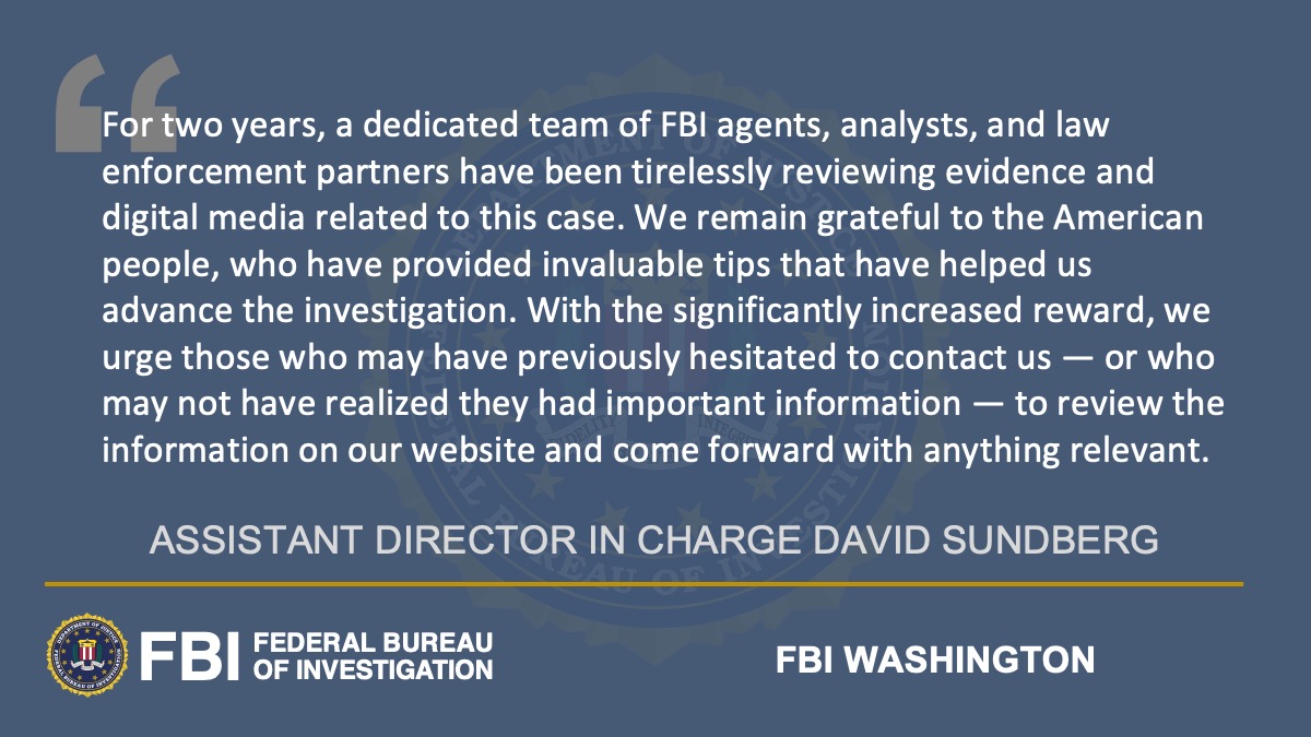 FBI Washington Field (@fbiwfo) on Twitter photo FBI Washington Field Office, ATF Washington Field Division, and Metropolitan Police Department Raise Reward for Information About Capitol Hill Pipe Bomber to $500,000 ow.ly/lMoV50Mily5
<a href="/ATFWashington/">ATF Washington</a> <a href="/DCPoliceDept/">DC Police Department</a> FBI Washington Field Office, ATF Washington Field Division, and Metropolitan Police Department Raise Reward for Information About Capitol Hill Pipe Bomber to $500,000 ow.ly/lMoV50Mily5
<a href="/ATFWashington/">ATF Washington</a> <a href="/DCPoliceDept/">DC Police Department</a>