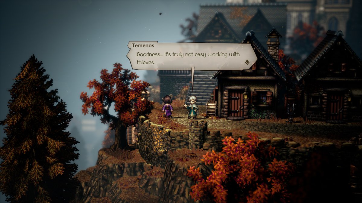 SquareEnix's tweet photo. #OctopathTraveler2 includes Crossed Paths, stories involved 2 travelers. In Throné and Temenos' tale they return to Flamechurch to seek a cathedral's hidden treasure. https://t.co/H9JvYdN52y